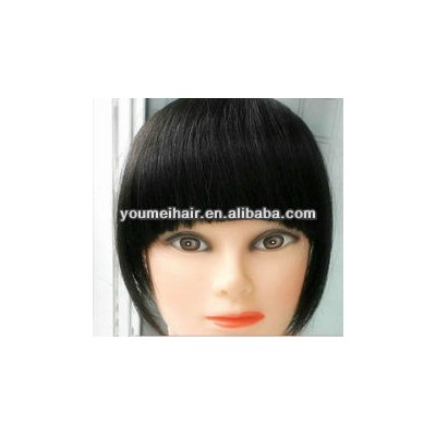 fashionable cheap price remy short black clip on hair extensions bangs